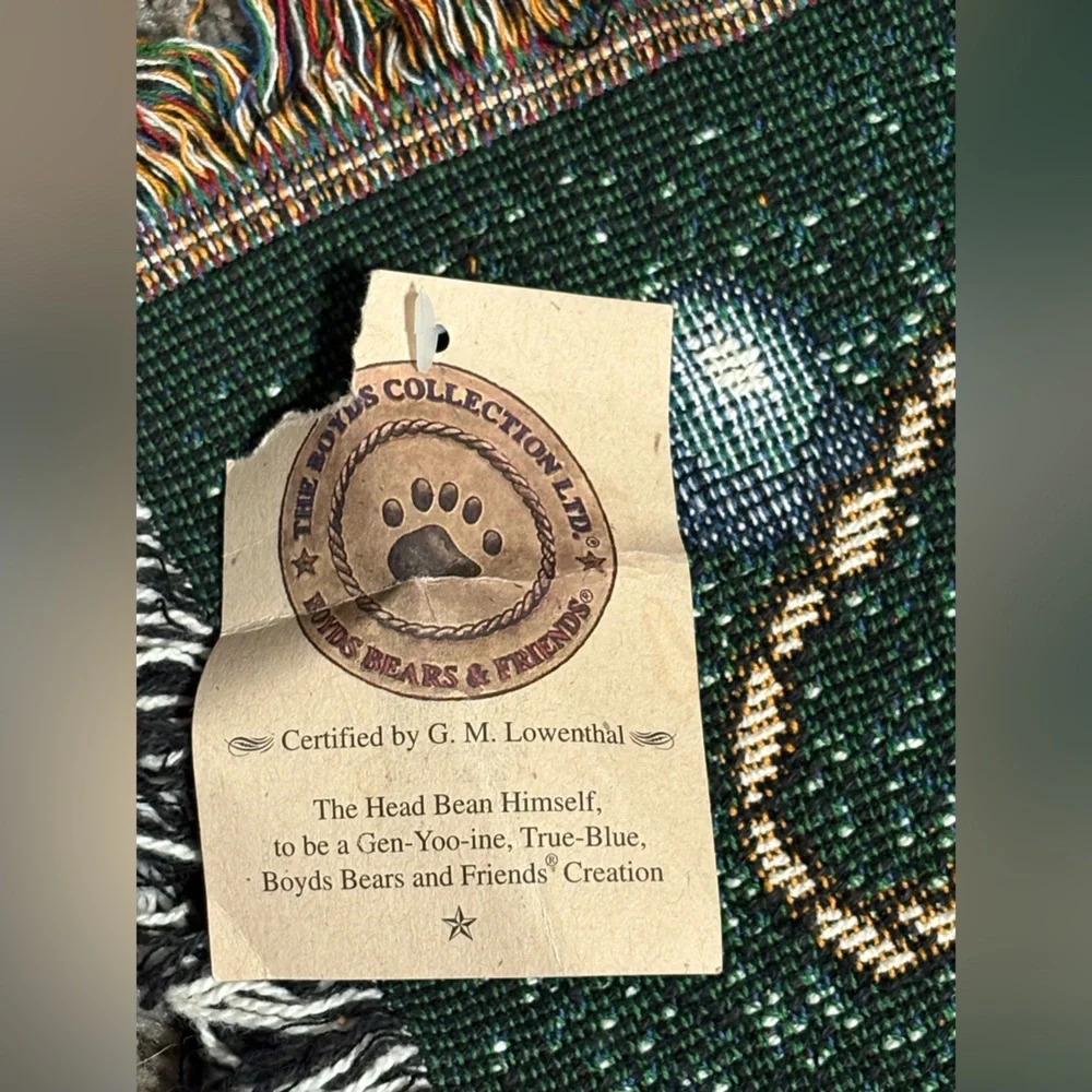 Boyds Bears Friends Woven Christmas Afghan Throw Blanket Ho Ho Ho No 52 X 68 NWT